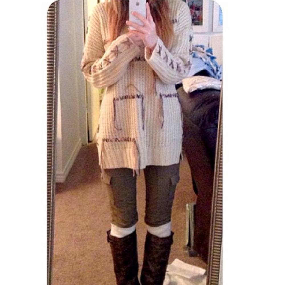 Miss Selfridge Beige Ribbon Sweater